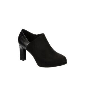 Xappeal Ayla Black Booties Size 6.5 Faux Suede Croc Heel MobWife Office Siren